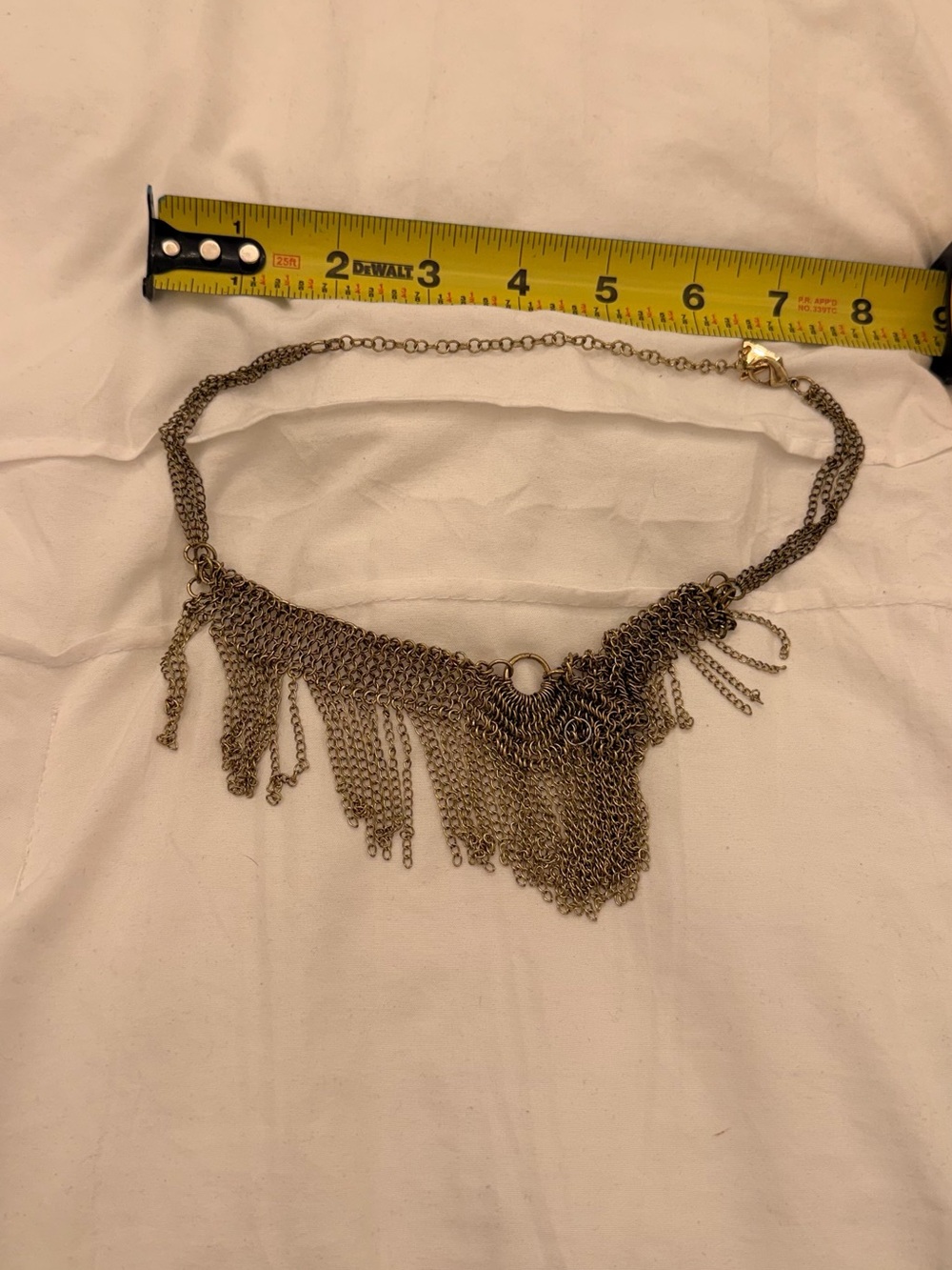 Free People Antique Brass Fringed Chain Choker Necklace